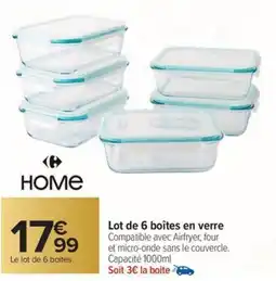 Carrefour Market Lot de 6 boîtes en verre offre