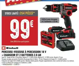 Brico Cash Perceuse-visseuse à percussion 18 v + chargeur et 2 batteries 2.0 ah offre