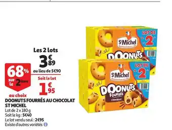 Auchan Doonuts Fourrés Au Chocolat St Michel offre