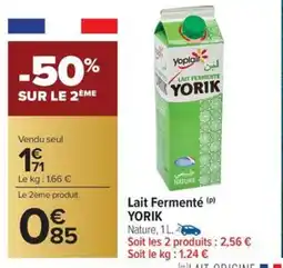 Carrefour Market Lait fermenté yorik offre