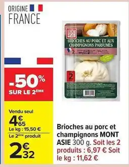 Carrefour Brioches au porc et champignons MONT ASIE 300 g offre