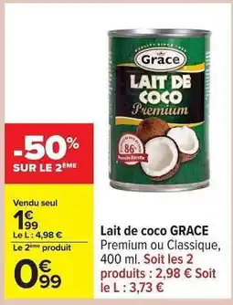 Carrefour Lait de coco GRACE offre