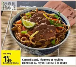 Carrefour CANARD LAQUÉ, LÉGUMES ET NOUILLES CHINOISES offre