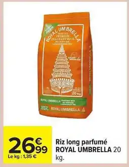 Carrefour Riz long parfumé ROYAL UMBRELLA 20 kg offre