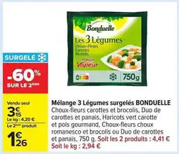 Carrefour Mélange 3 Légumes surgelés BONDUELLE offre