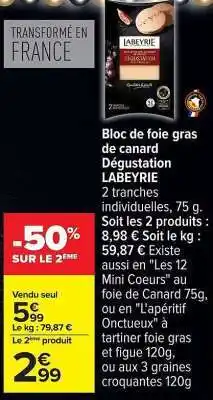 Carrefour Bloc De Foie Gras De Canard Dégustation Labeyrie offre