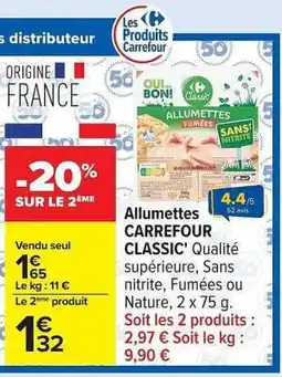 Carrefour ALLUMETTES CARREFOUR CLASSIC offre