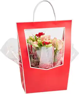 Carrefour Carrefour bouquet en vase et sac cadeau rouge offre