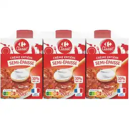Carrefour Carrefour classic' crème entière semi-épaisse u.h.t offre