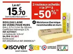 Leroy Merlin Dim - rouleau laine de verre pour murs offre