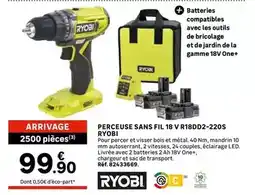 Leroy Merlin Ryobi - perceuse sans fil 18 v r18dd2-22os offre