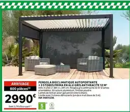 Leroy Merlin Dim - pergola biocimatique autoportante + 3 stores prima en au gris anthracite 12 m offre