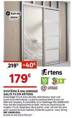 Leroy Merlin Artens - système à galandage galis 73 cm offre