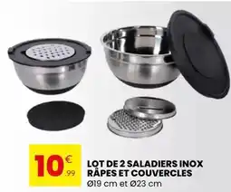 Stokomani Lot de 2 saladiers inox râpes et couvercles offre