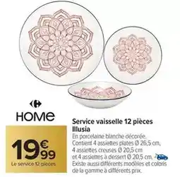 Carrefour Drive Service vaisselle 12 pièces illusia offre