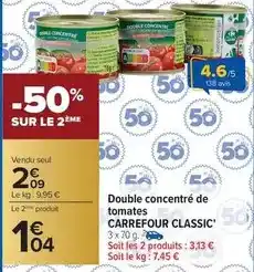 Carrefour Drive Carrefour - classic double concentré de tomates offre