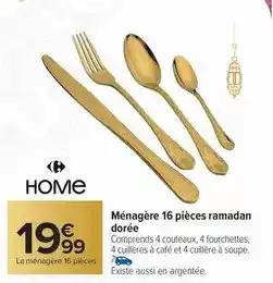 Carrefour Drive Ménagère 16 pièces ramadan dorée offre