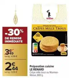 Carrefour Drive Le renard - préparation cuisine offre