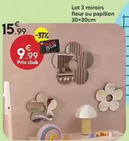 Maxi Bazar Papillon - lot 3 miroirs fleur ou offre