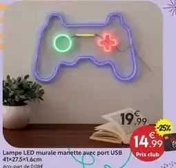 Maxi Bazar Lampe led murale manette avec port usb 41x27.5x16cm offre
