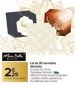 Carrefour Drive Mesa bella - lot de 20 serviettes décorées offre
