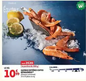 Mon - gambas entières cuites réfrigérées