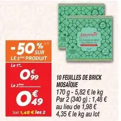 Netto 10 feuilles de brick mosaïque offre