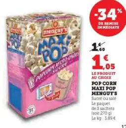 Super U Popcorn maxi pop menguy's offre