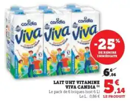 Super U Lait uht vitamine viva candia offre