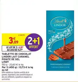 Intermarché Express Lindt - tablette de chocolat lindor lait caramel pointe de sel offre