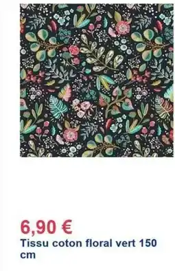 Décor Discount Tissu coton floral vert 150 cm offre