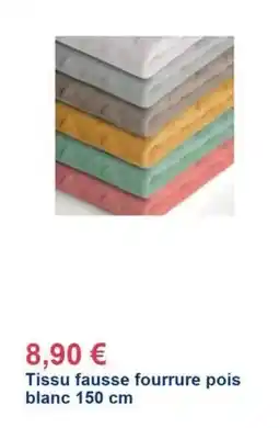 Décor Discount Tissu fausse fourrure pois blanc 150 cm offre