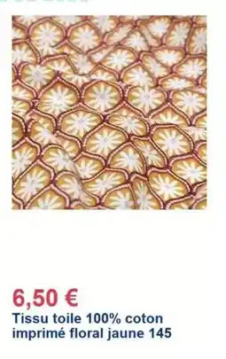 Décor Discount Tissu toile 100% coton imprimé floral jaune 145 offre