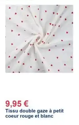 Décor Discount Tissu double gaze a petit coeur rouge et blanc offre