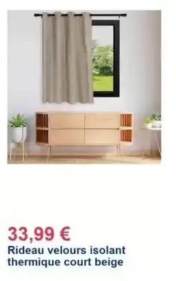 Décor Discount Rideau velours isolant thermique court beige offre