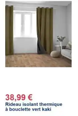 Décor Discount Rideau isolant thermique à bouclette vert kaki offre