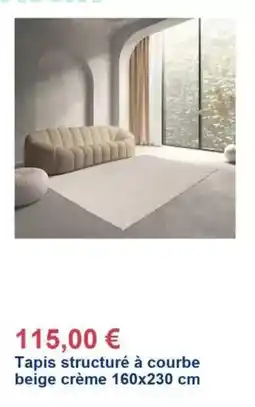 Décor Discount Tapis structure à courbe beige crème 160x230 cm offre