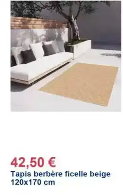 Décor Discount Tapis berbère ficelle beige 120x170 cm offre