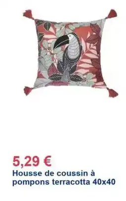 Décor Discount Housse de coussin à pompons terracotta offre