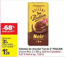 Carrefour Drive Poulain - tablettes de chocolat lot de 2 offre
