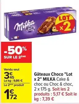 Carrefour Drive Milka - gâteaux choco lot x 2 offre