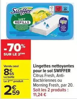Carrefour Drive Swiffer - lingettes nettoyantes pour le sol offre
