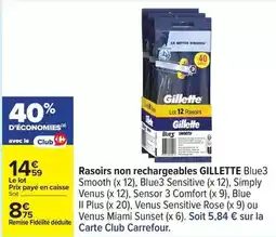 Carrefour Drive Gillette - rasoirs non rechargeables blue3 offre