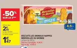 Carrefour Drive Merveilles du monde - biscuits les animaux nappes offre