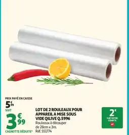 Auchan Supermarché QILIVE Lot de 2 rouleaux pour appareil a mise sous vide Q.5996 offre