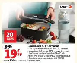 Auchan Supermarché FAGOR Lunch box 2 en 1 electrique offre