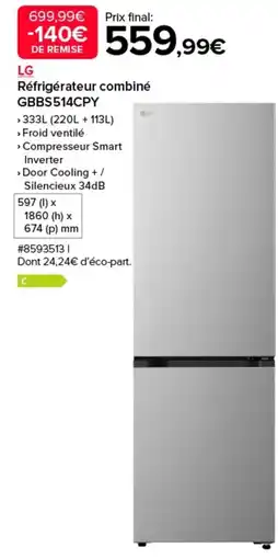 Costco LG Réfrigérateur combiné GBBS514CPY offre