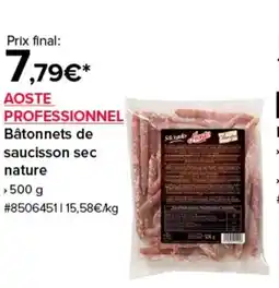 Costco AOSTE PROFESSIONNEL Bâtonnets de saucisson sec nature offre