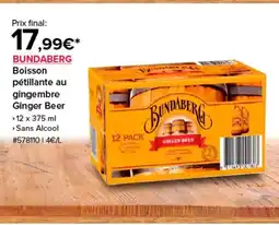 Costco BUNDABERG Boisson pétillante au gingembre Ginger Beer offre