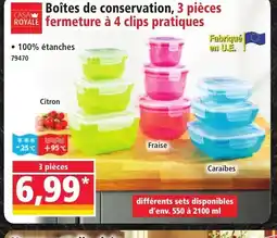 Norma CASA ROYALE Boîtes de conservation, 3 pièces fermeture à 4 clips pratiques offre